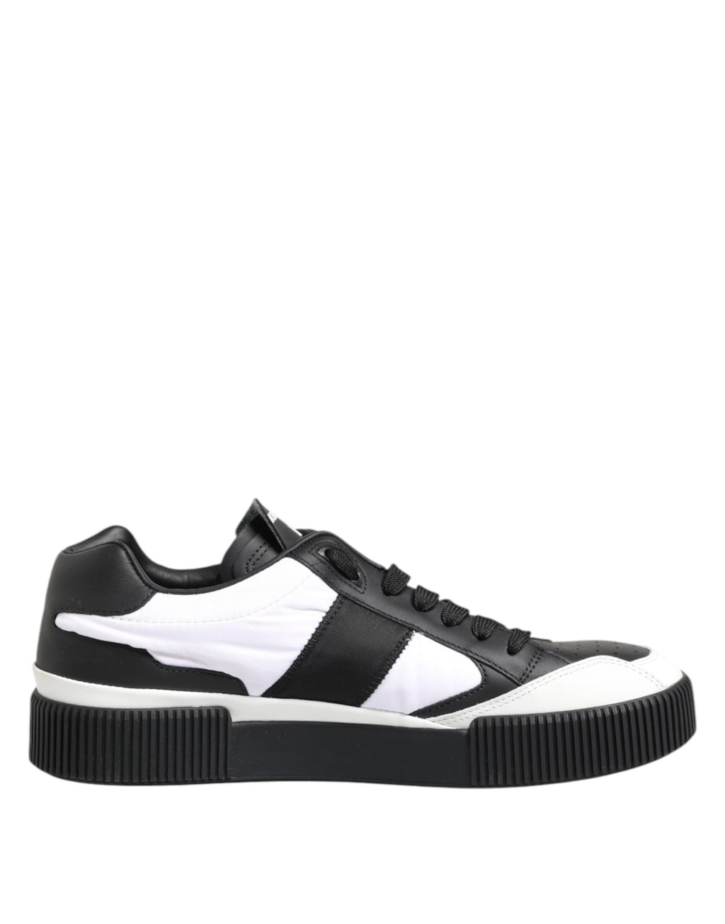 Dolce & Gabbana Schwarz Weiß Leder MIAMI Low Top Sneakers Schuhe