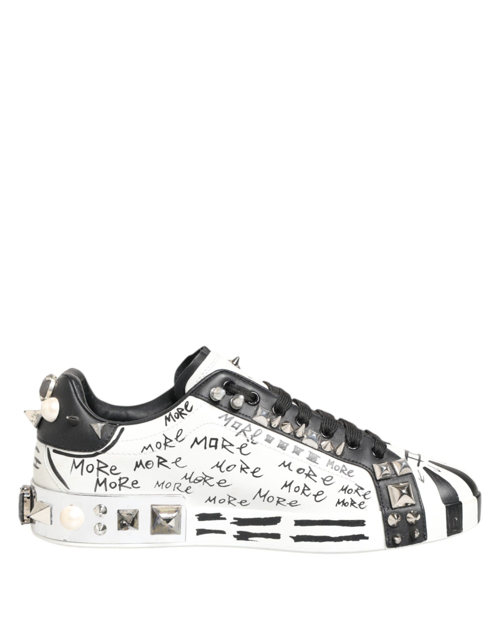 Dolce & Gabbana Weiße Nieten bedruckte Low Top Sneakers Schuhe