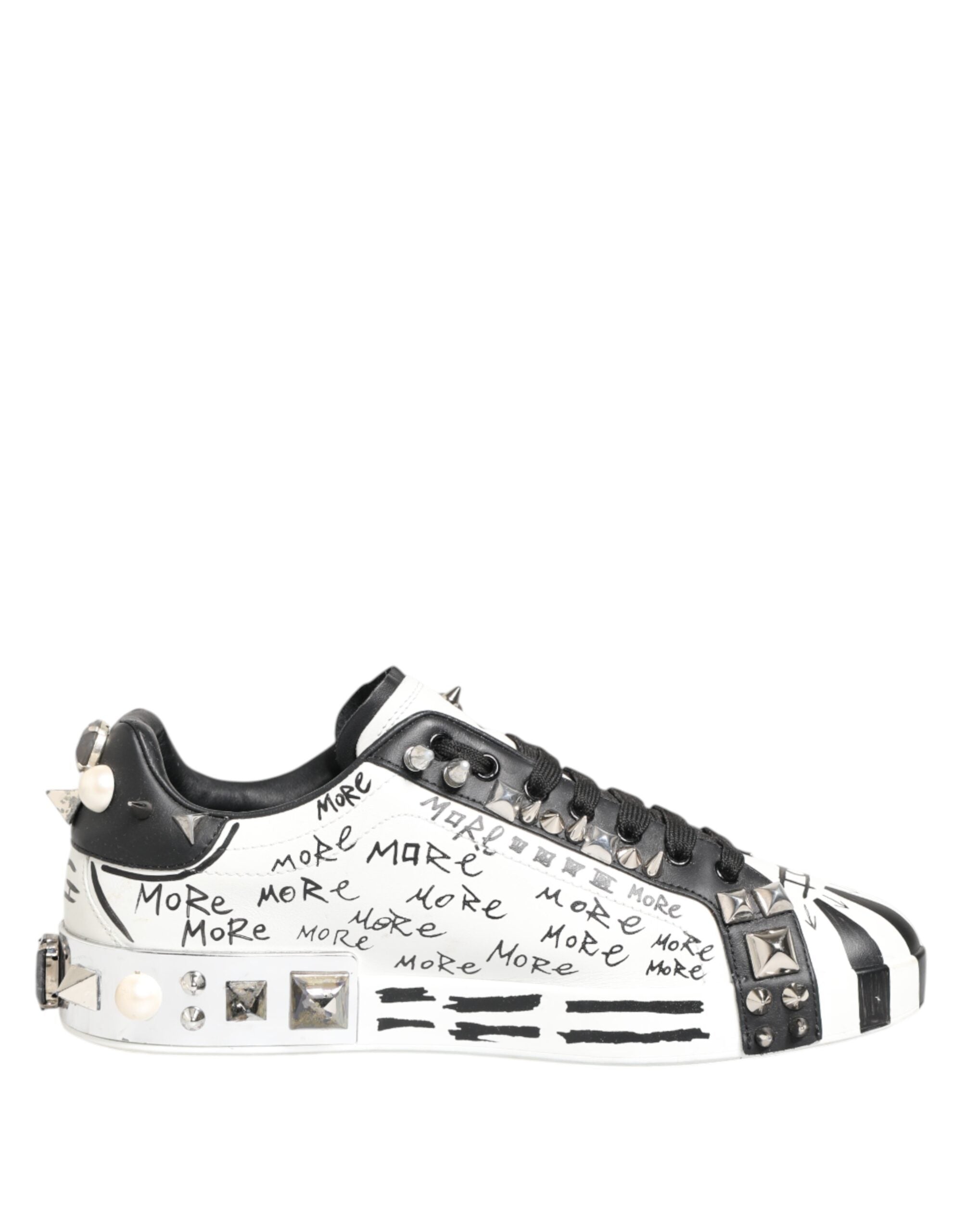 Dolce & Gabbana Weiße Nieten bedruckte Low Top Sneakers Schuhe