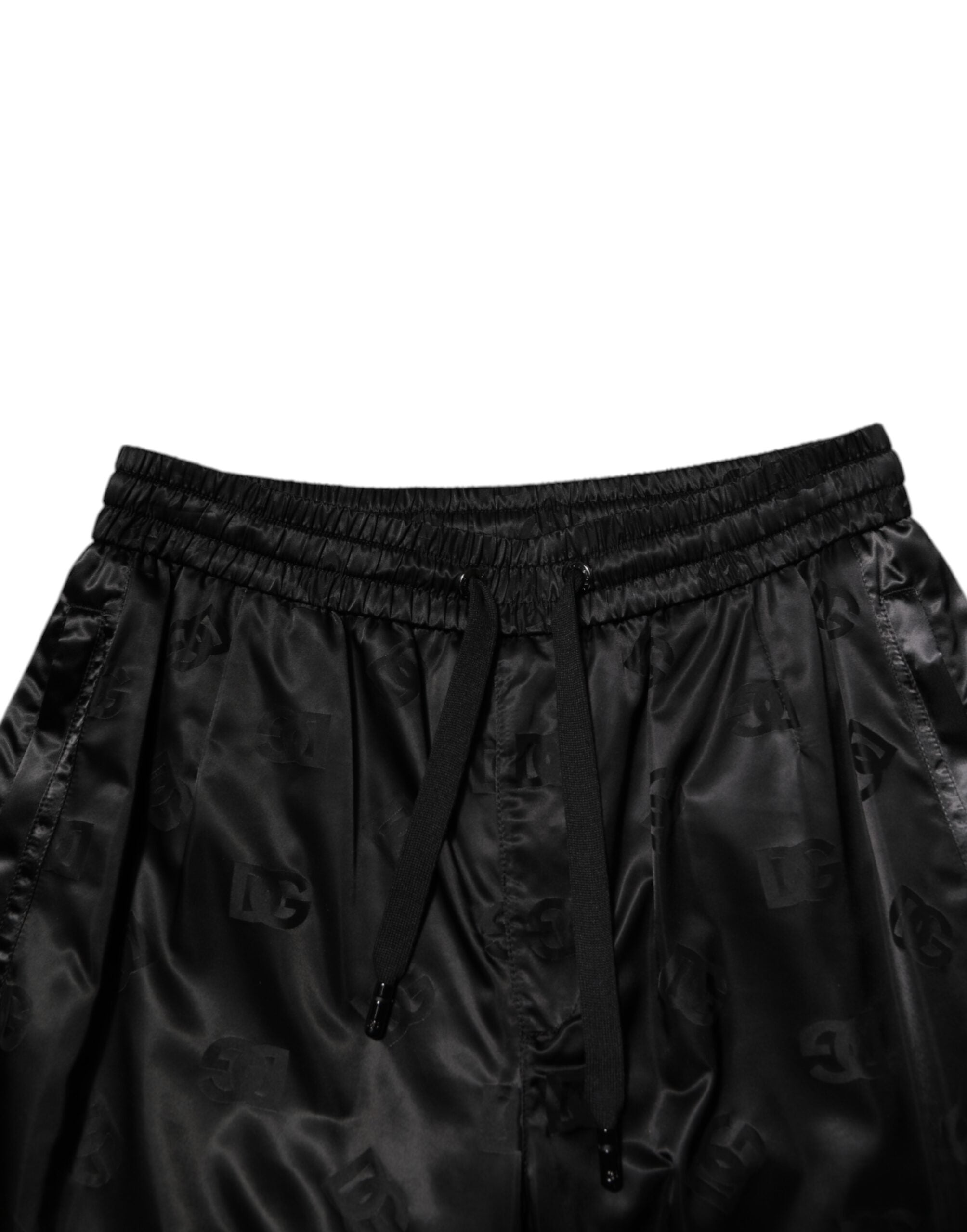 Dolce & Gabbana Schwarze Logo DG Print Herren Jogger Sweatpants Hosen