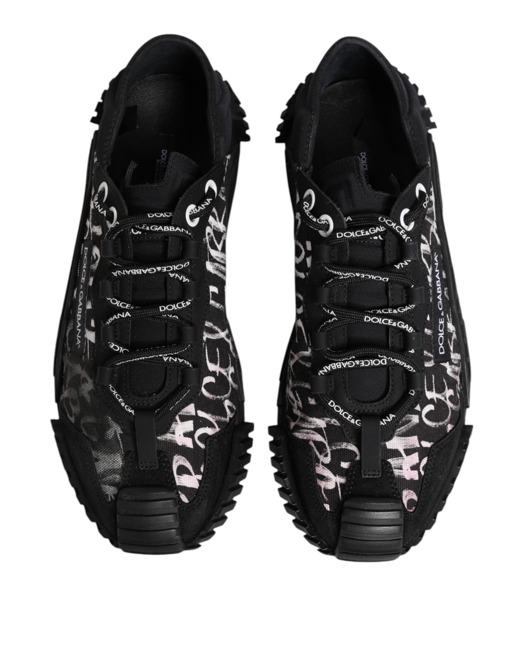 Dolce & Gabbana Schwarz Weiß NS1 Lace Up Low Top Sneakers Schuhe