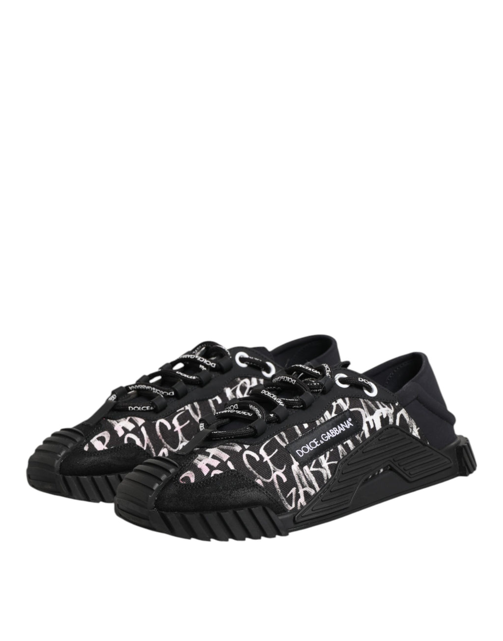 Dolce & Gabbana Schwarz Weiß NS1 Lace Up Low Top Sneakers Schuhe