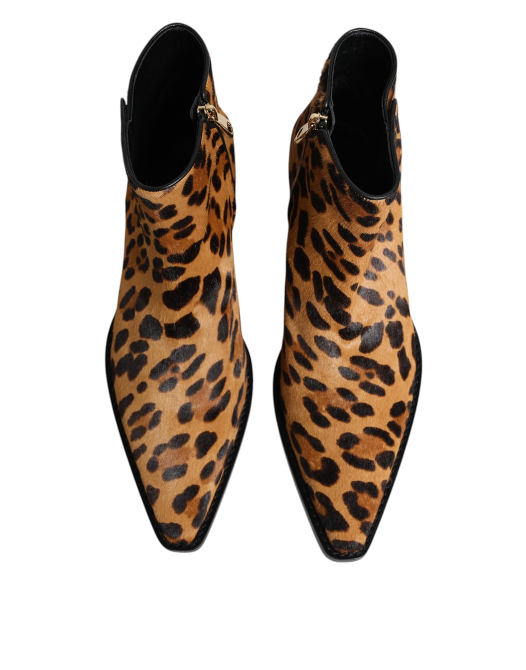 Dolce & Gabbana Braun Leopard Kalb Pelz Ankle Stiefel Schuhe