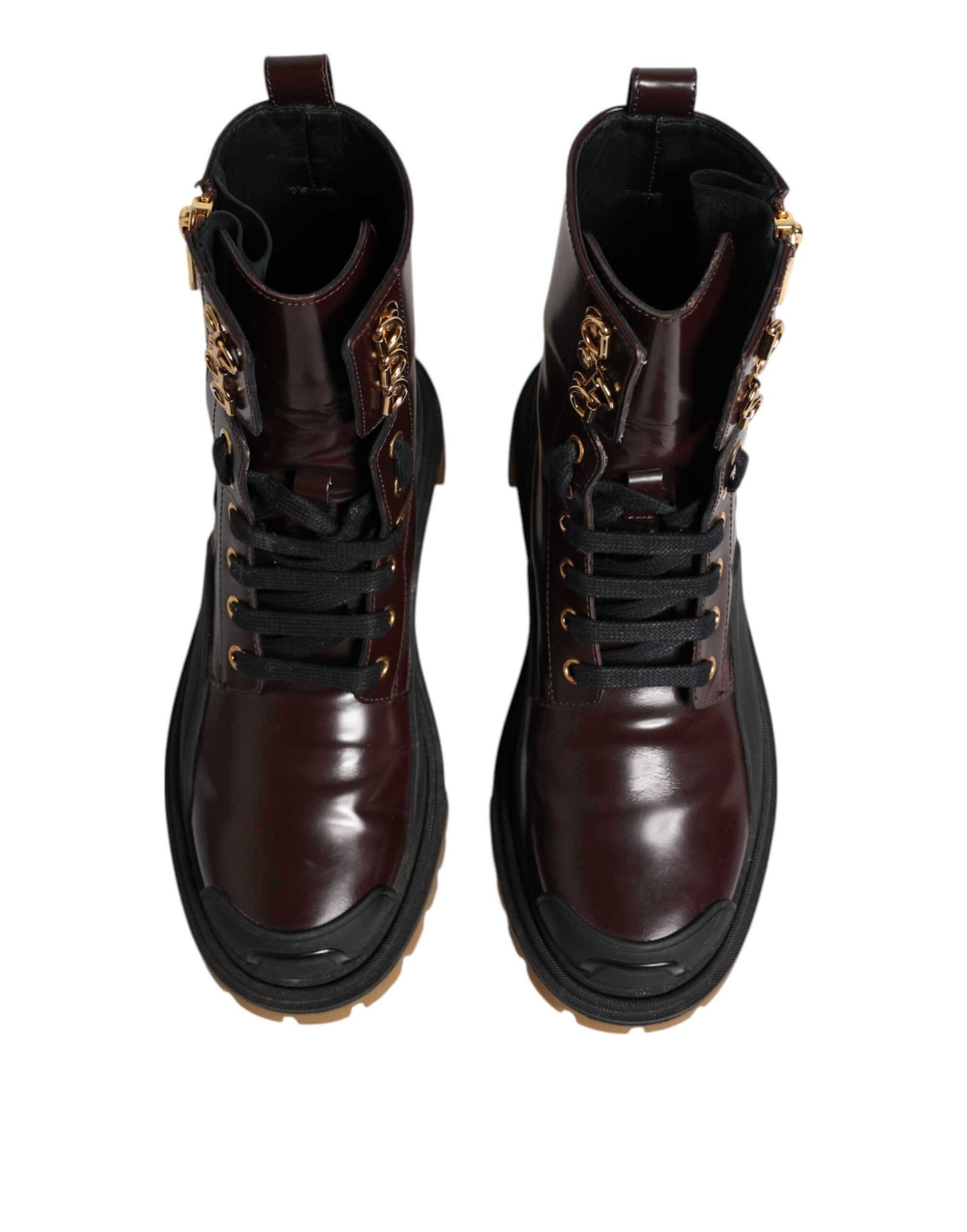 Dolce & Gabbana Maroon Leder Mid Calf Biker Stiefel Schuhe