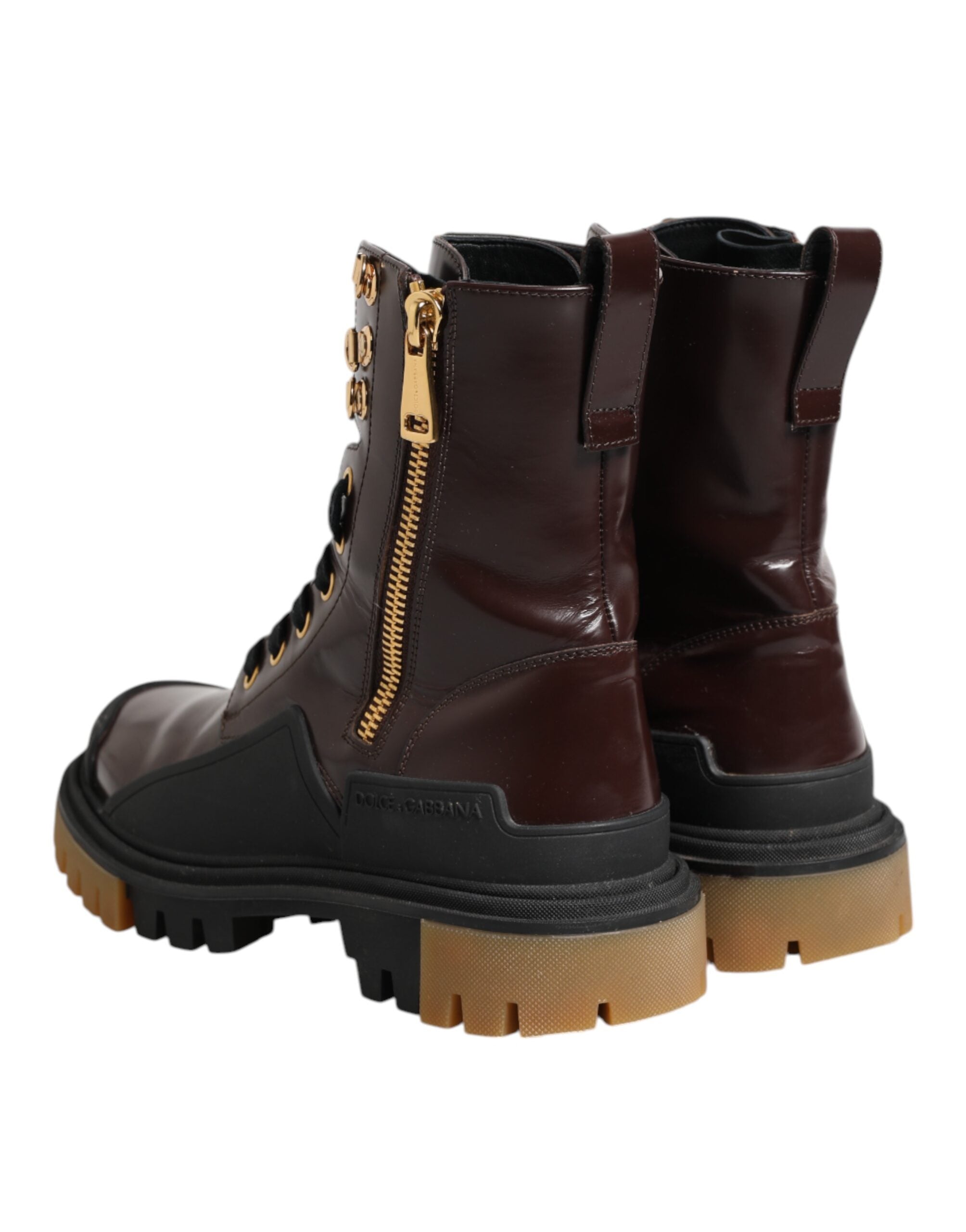 Dolce & Gabbana Maroon Leder Mid Calf Biker Stiefel Schuhe