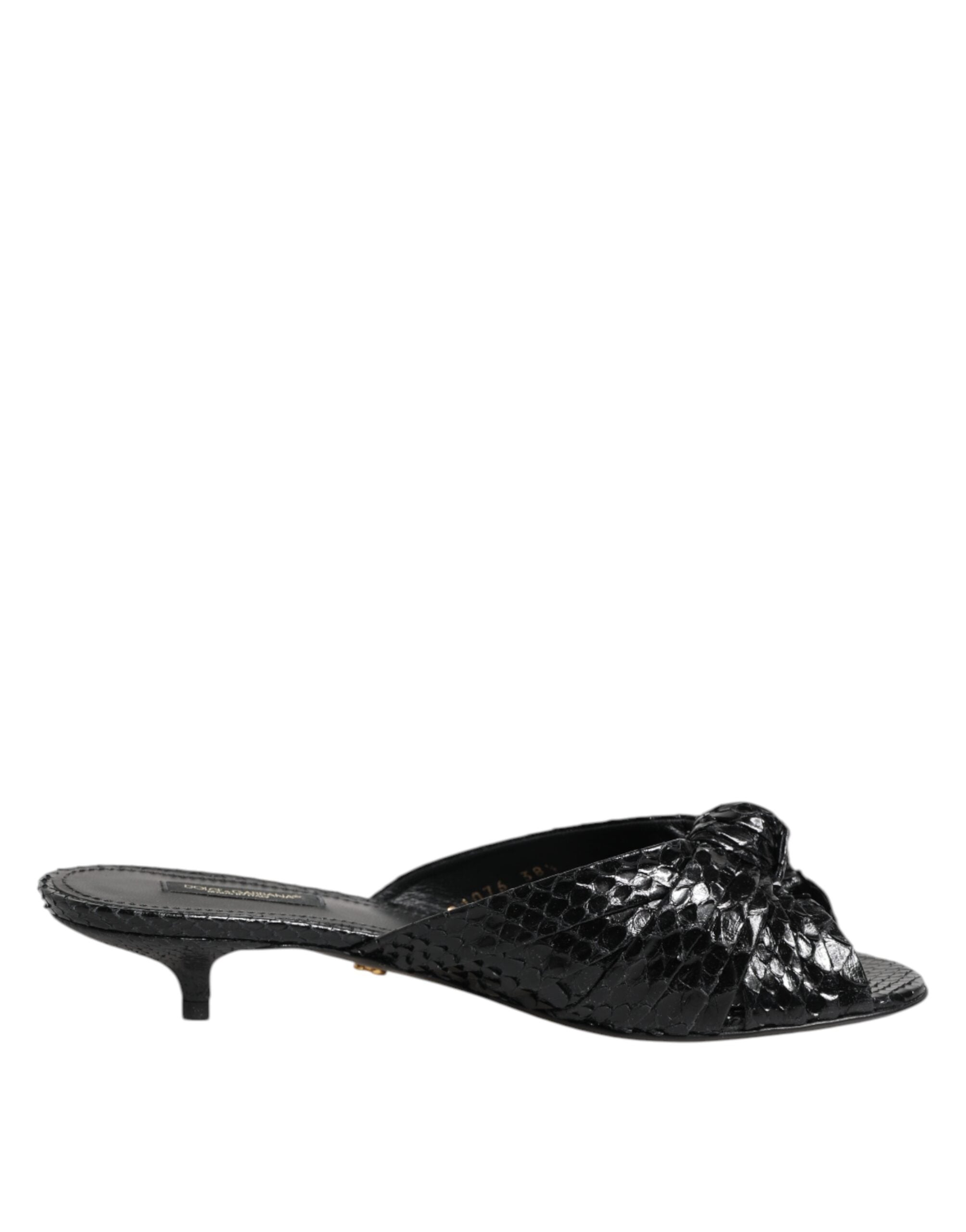 Dolce & Gabbana Schwarz Leder Absätze Sandalen Schuhe