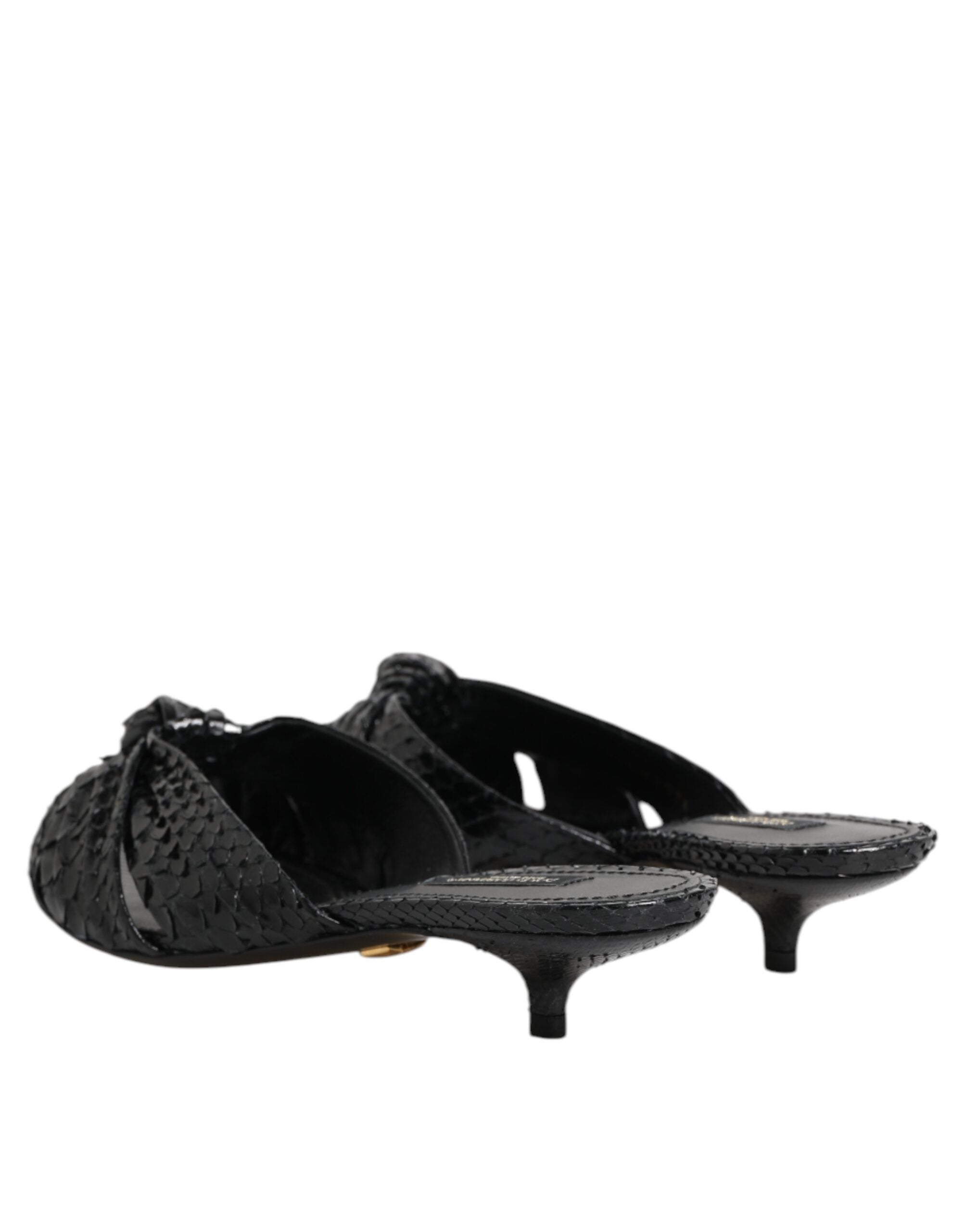 Dolce & Gabbana Schwarz Leder Absätze Sandalen Schuhe
