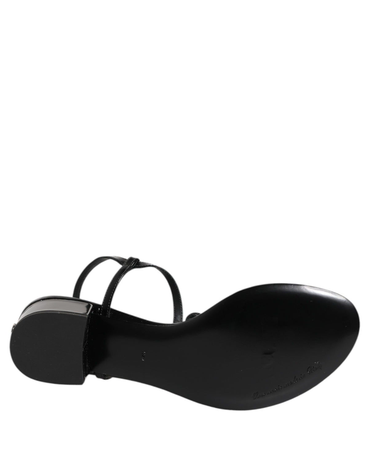 Dolce & Gabbana Schwarze Leder Sandaletten mit Kristall-Knöchelriemen