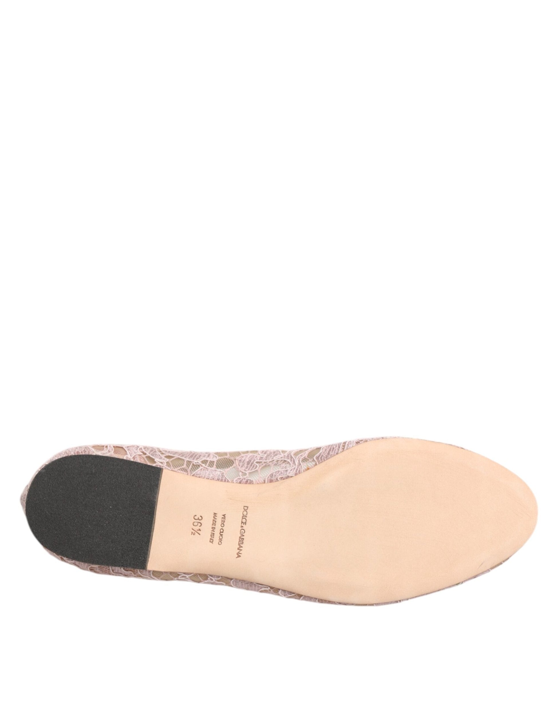 Dolce & Gabbana Rosa Taormina Spitze Kristalle Flats Schuhe