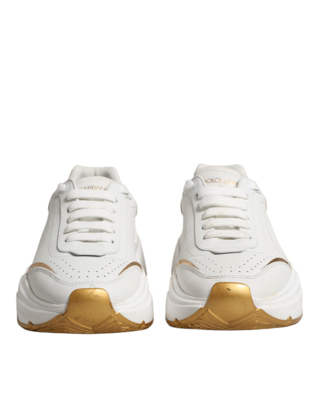 Dolce & Gabbana Weiß Gold Daymaster Low Top Turnschuhe Schuhe