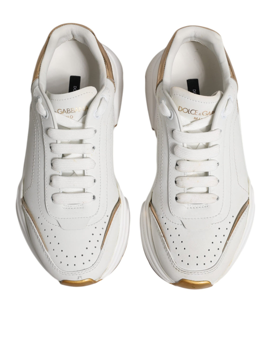 Dolce & Gabbana Weiß Gold Daymaster Low Top Turnschuhe Schuhe