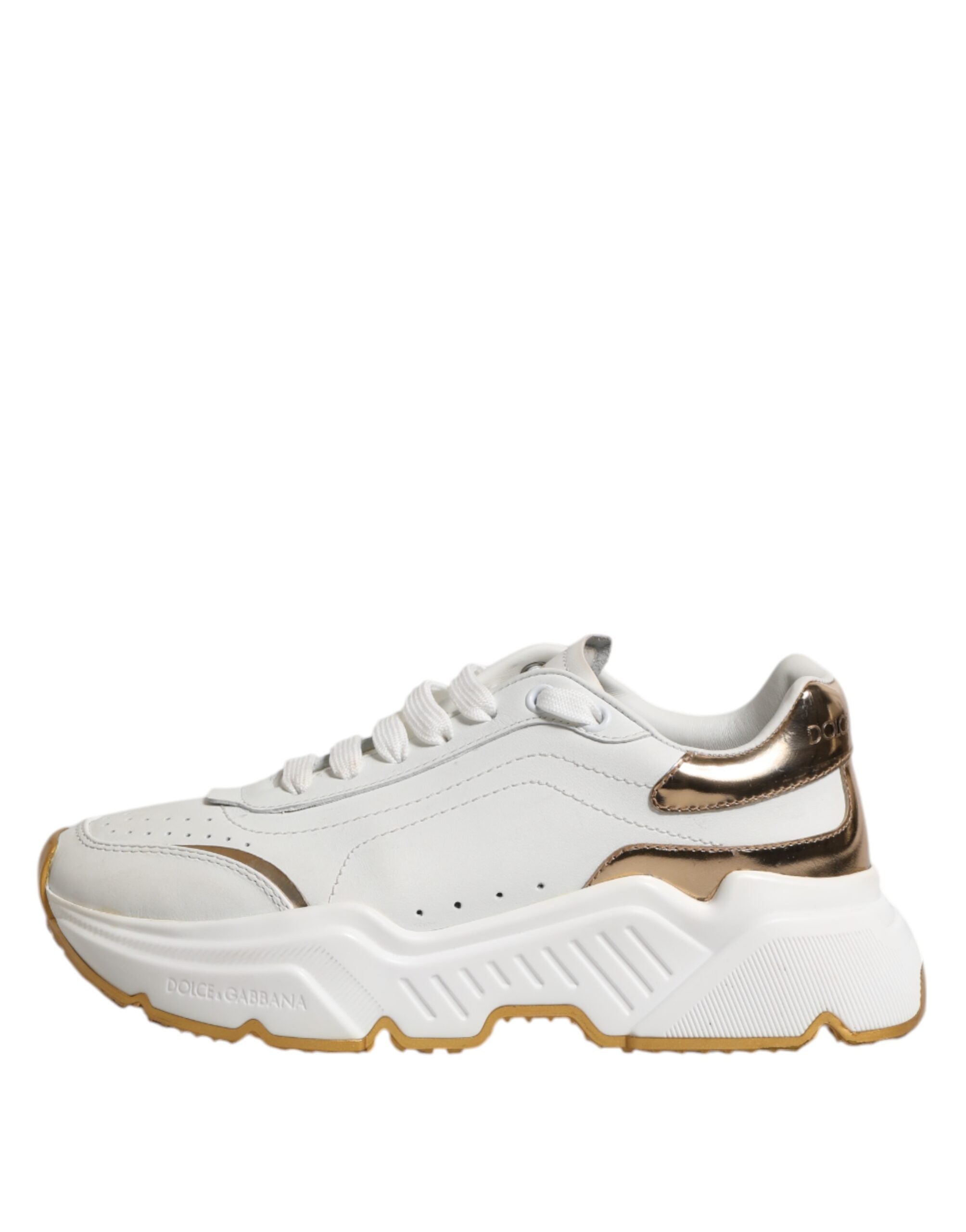 Dolce & Gabbana Weiß Gold Daymaster Low Top Turnschuhe Schuhe