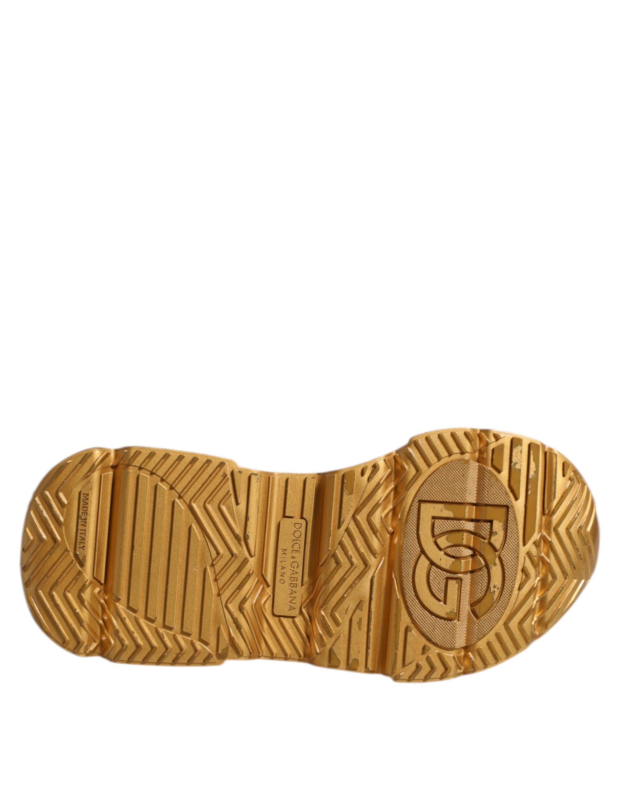 Dolce & Gabbana Weiß Gold Daymaster Low Top Turnschuhe Schuhe