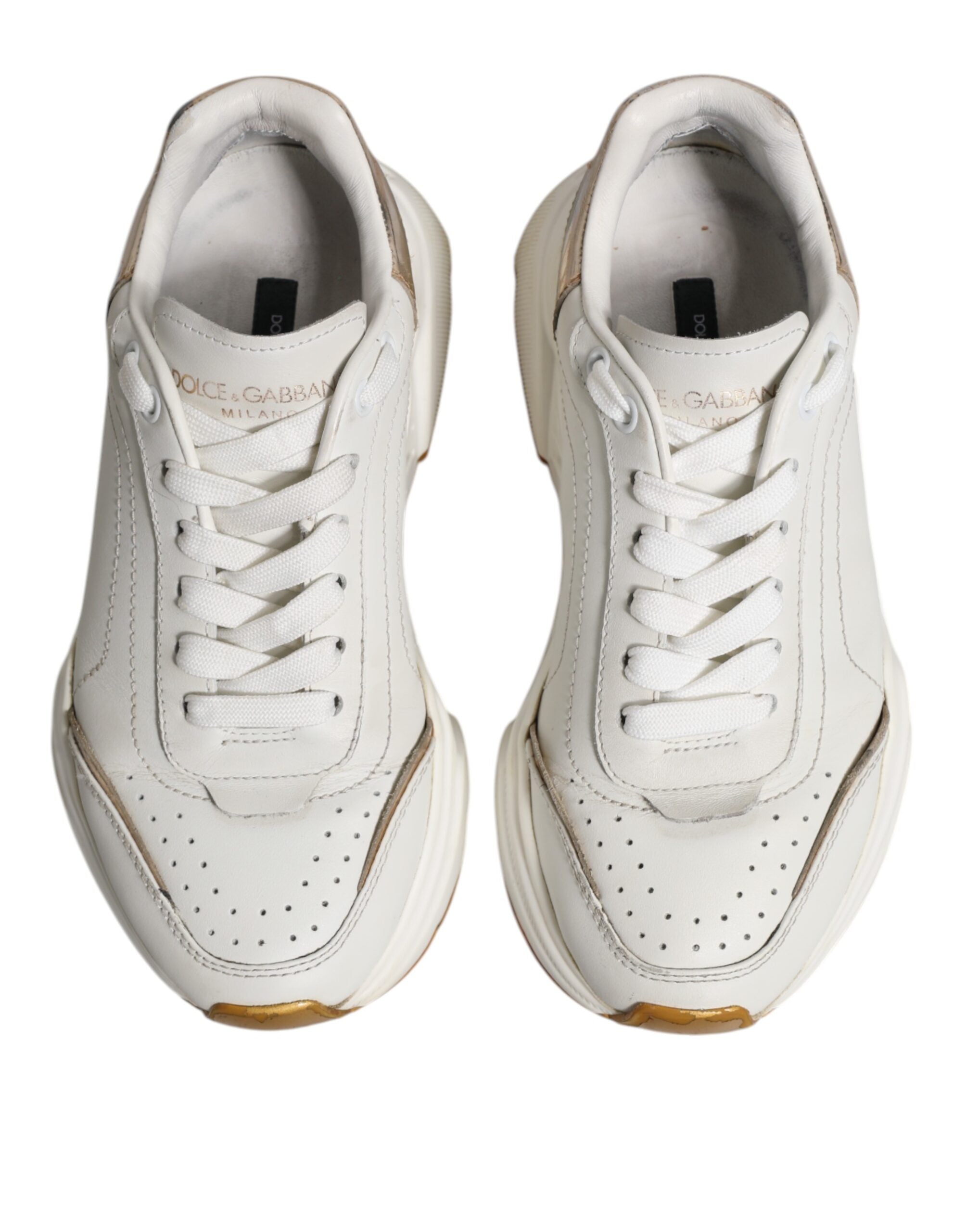 Dolce & Gabbana Weiß Gold Daymaster Low Top Turnschuhe Schuhe