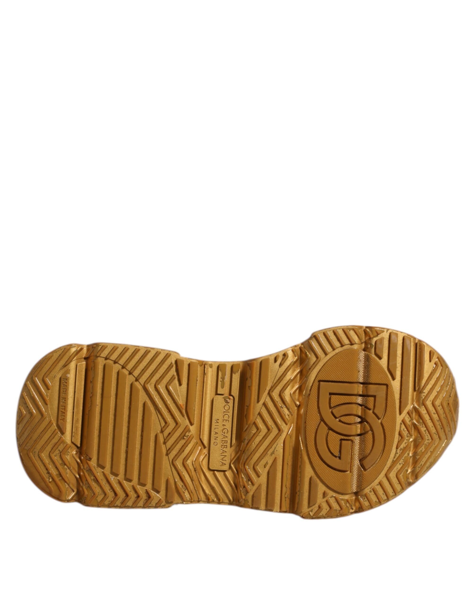 Dolce & Gabbana Weiß Gold Daymaster Low Top Turnschuhe Schuhe