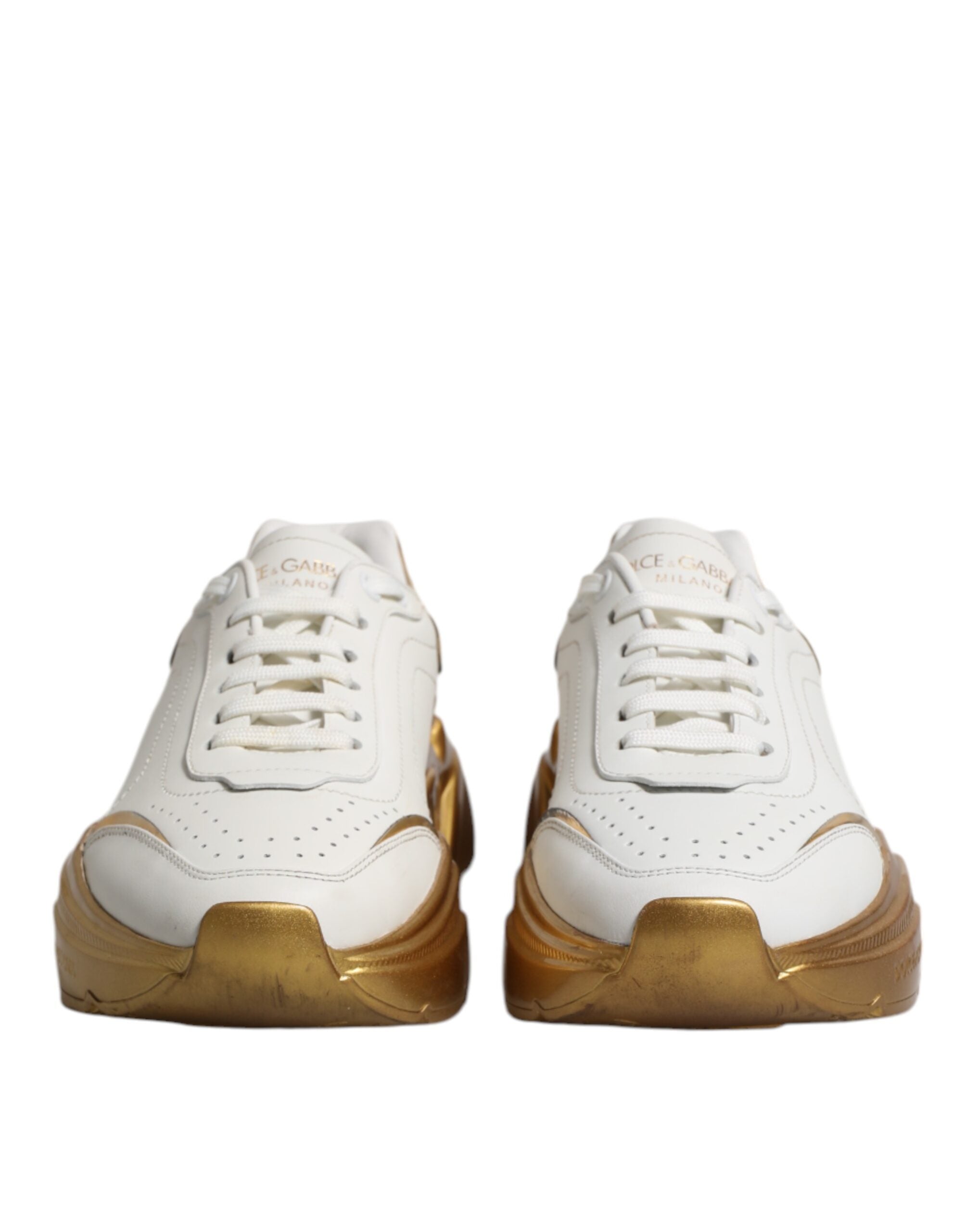 Dolce & Gabbana Weiß Gold Daymaster Low Top Turnschuhe Schuhe