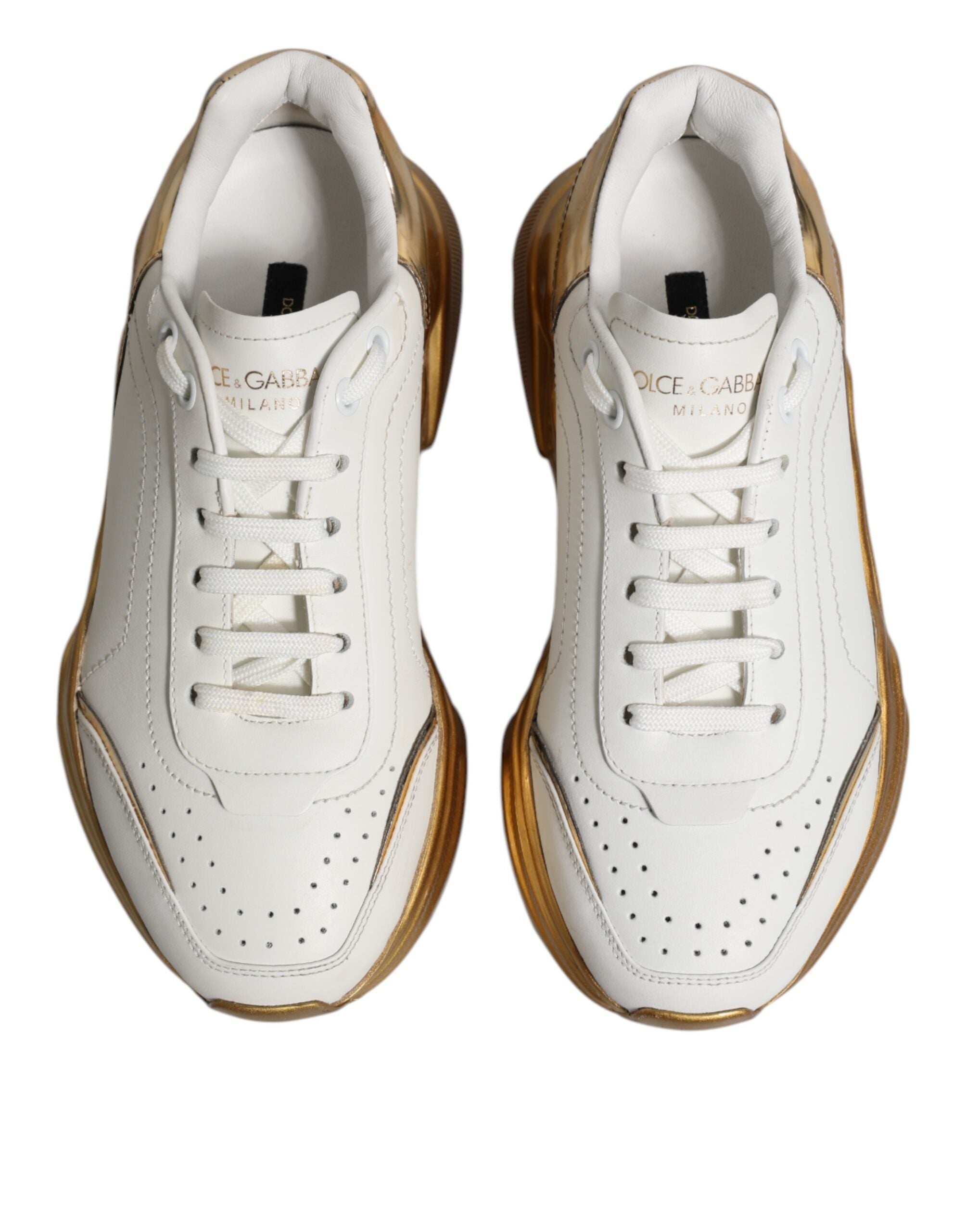 Dolce & Gabbana Weiß Gold Daymaster Low Top Turnschuhe Schuhe
