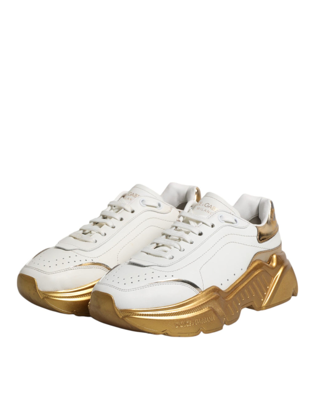 Dolce & Gabbana Weiß Gold Daymaster Low Top Turnschuhe Schuhe