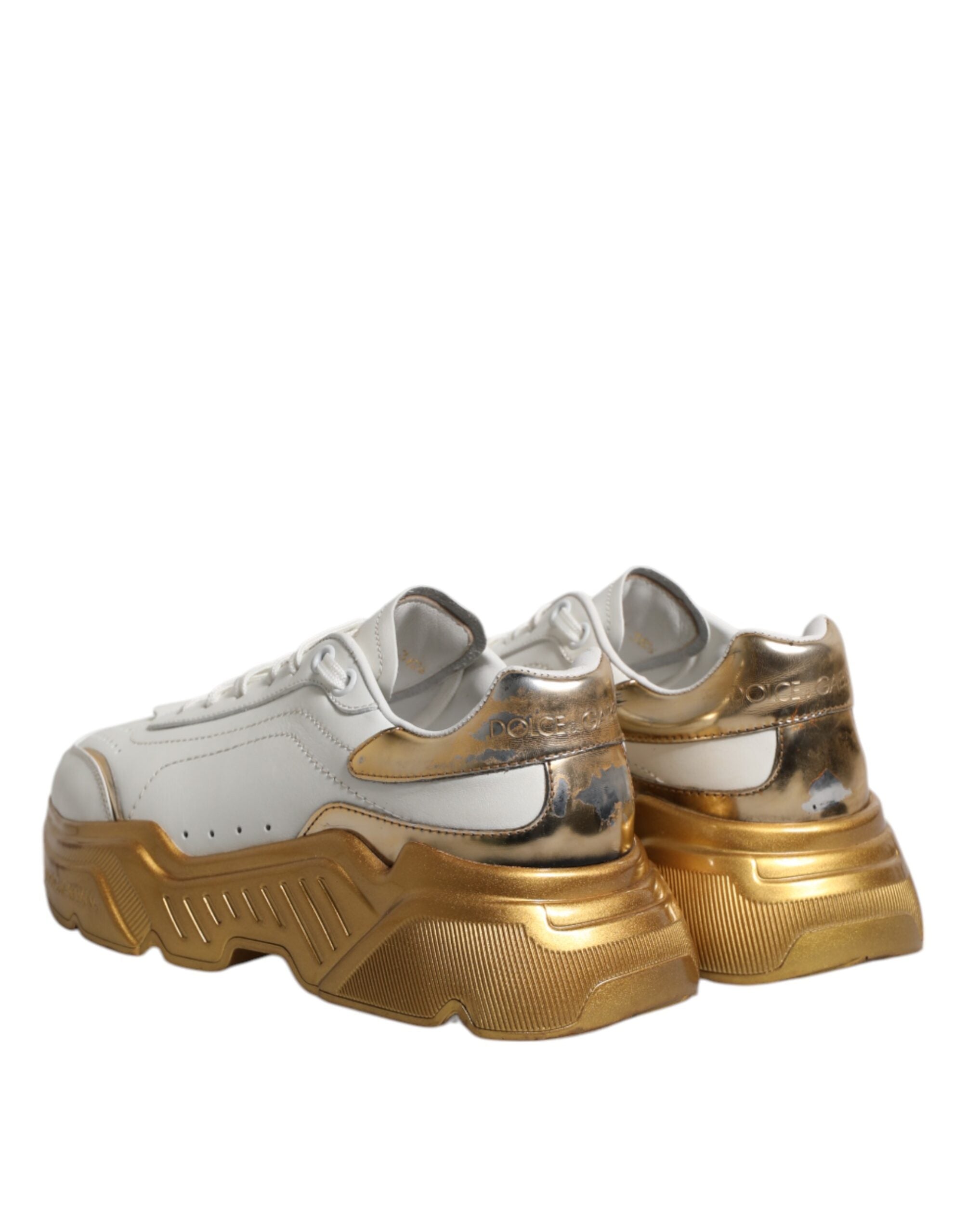 Dolce & Gabbana Weiß Gold Daymaster Low Top Turnschuhe Schuhe
