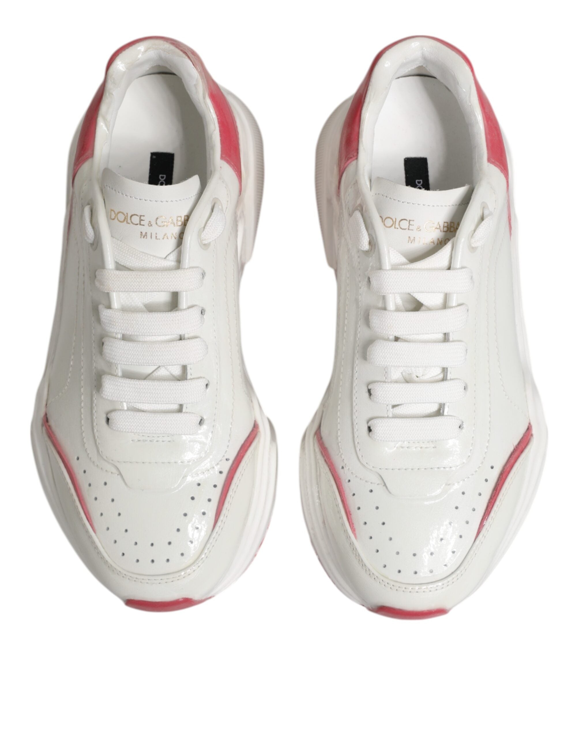 Dolce & Gabbana Weiß Rosa Daymaster Low Top Turnschuhe Schuhe