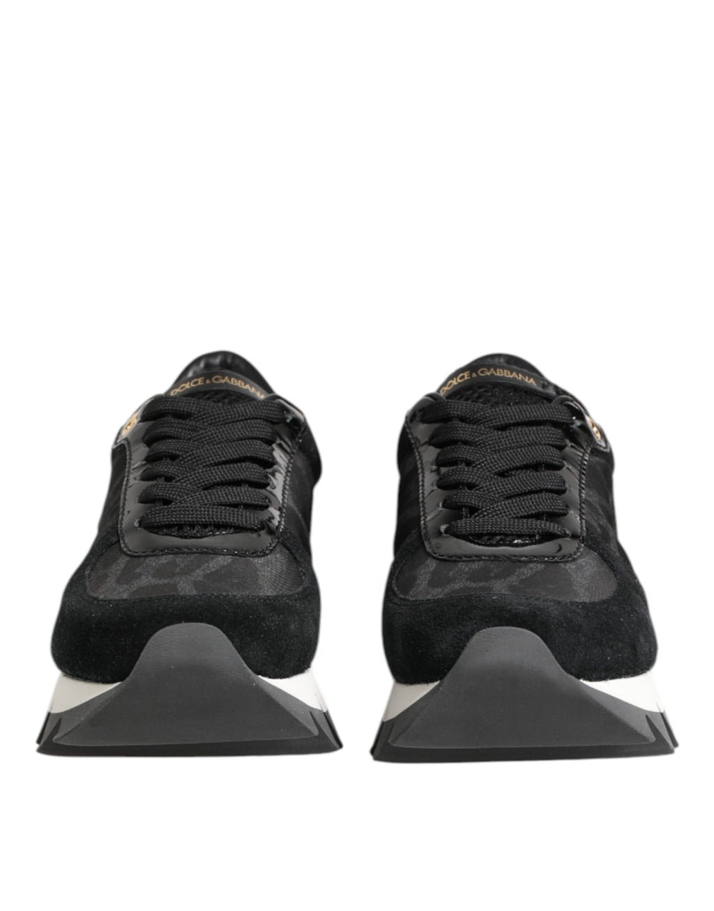Dolce & Gabbana Schwarz Grau Leopard Low Top Turnschuhe Schuhe