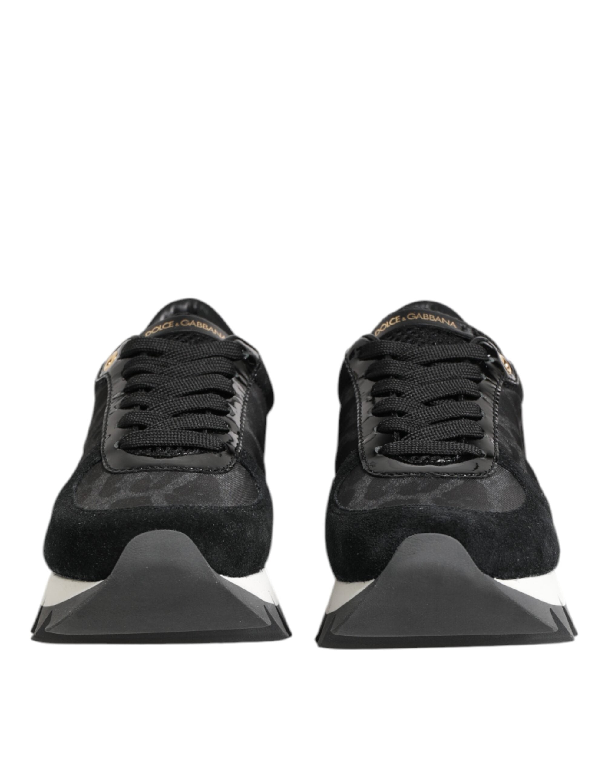 Dolce & Gabbana Schwarz Grau Leopard Low Top Turnschuhe Schuhe