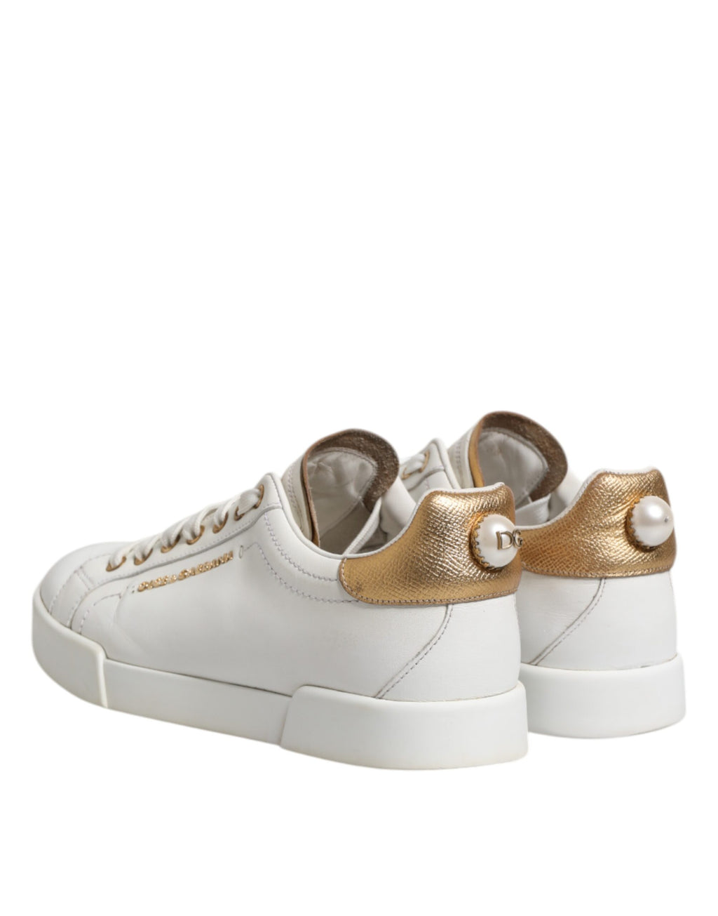 Dolce & Gabbana Weiß Leder Low Top Frauen Turnschuhe Schuhe