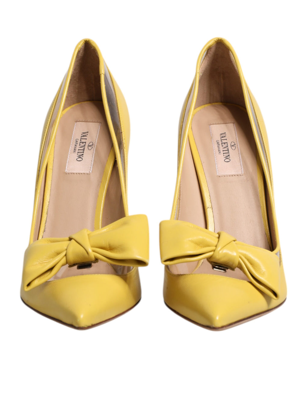 Valentino Gelbe Lackleder PVC Schleife Absätze Pumps Schuhe