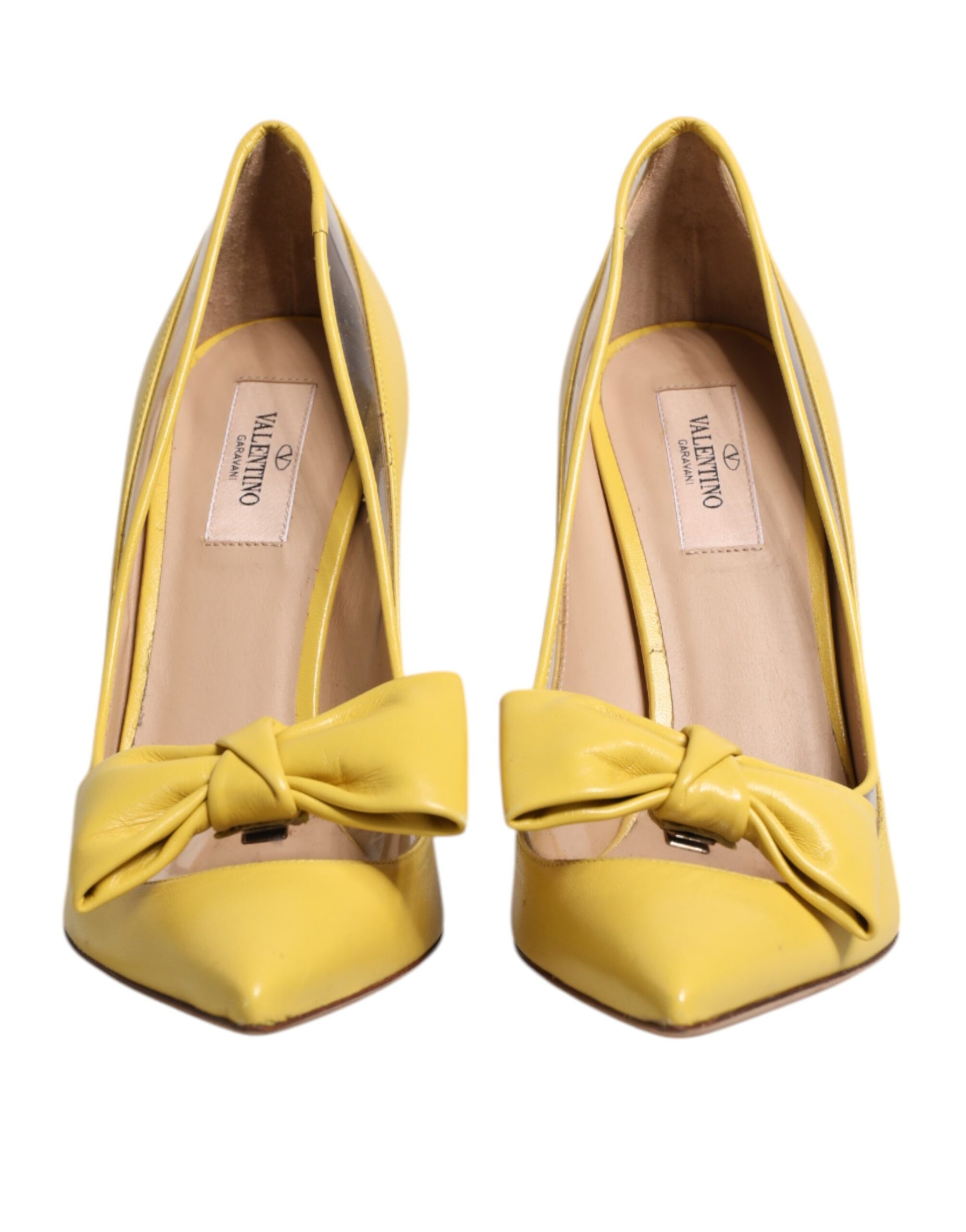 Valentino Gelbe Lackleder PVC Schleife Absätze Pumps Schuhe