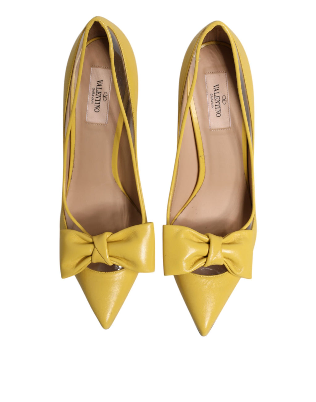 Valentino Gelbe Lackleder PVC Schleife Absätze Pumps Schuhe