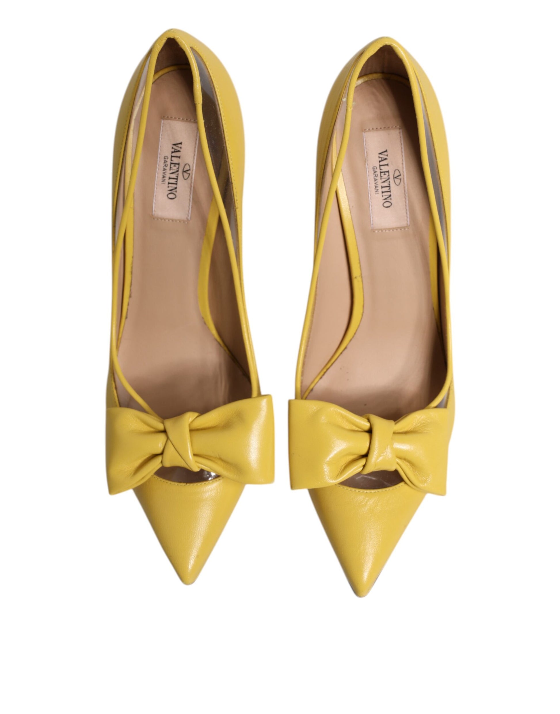 Valentino Gelbe Lackleder PVC Schleife Absätze Pumps Schuhe
