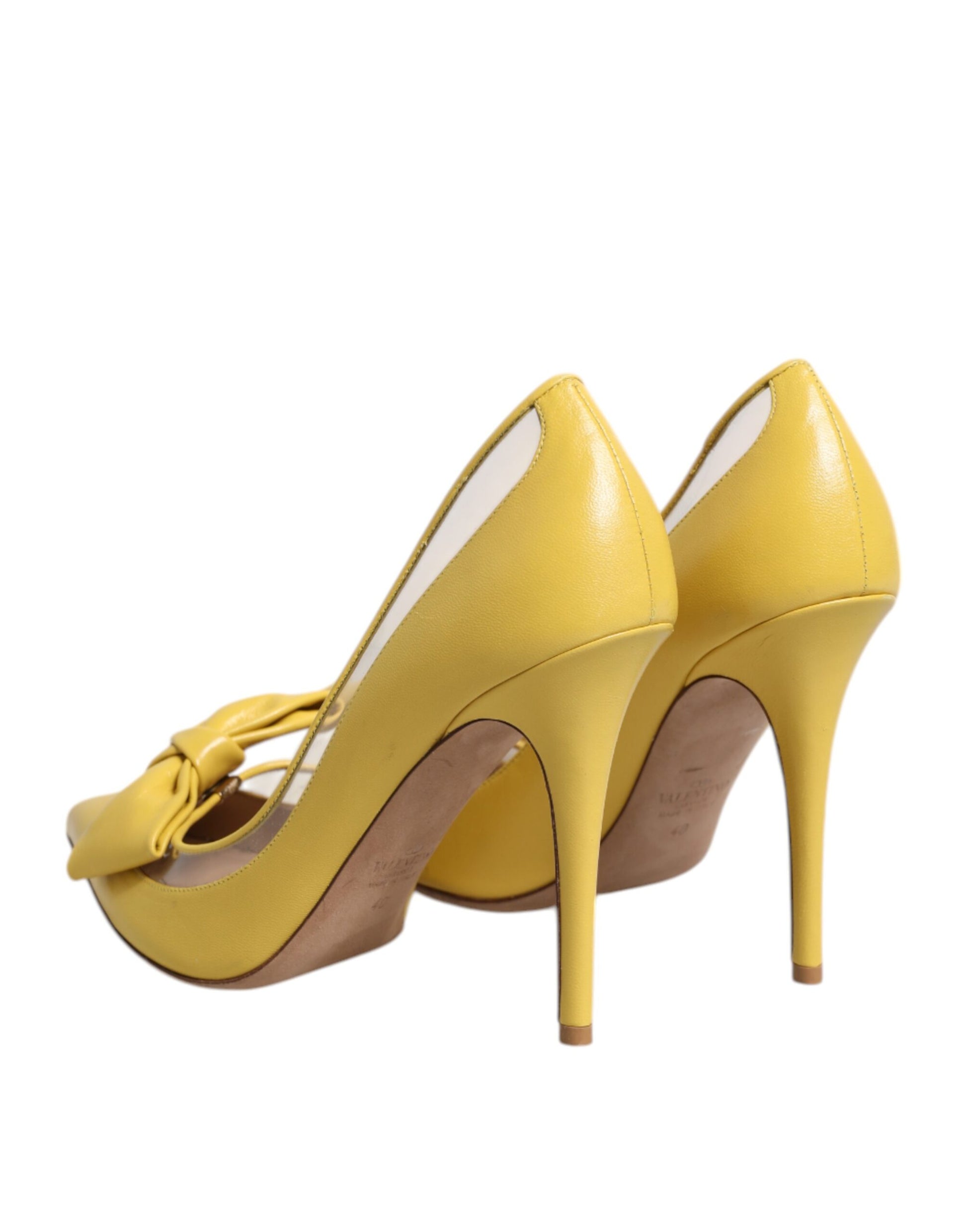 Valentino Gelbe Lackleder PVC Schleife Absätze Pumps Schuhe