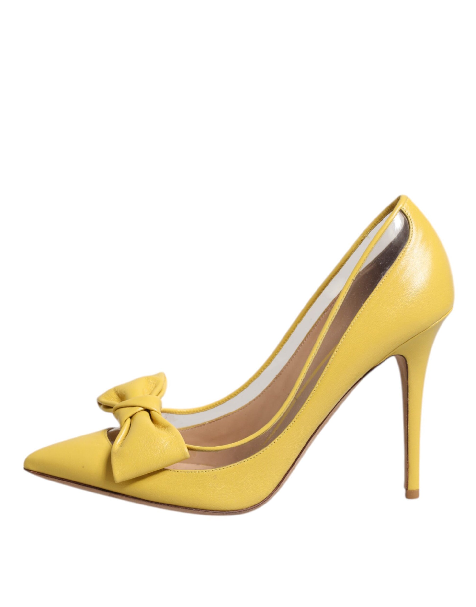 Valentino Gelbe Lackleder PVC Schleife Absätze Pumps Schuhe