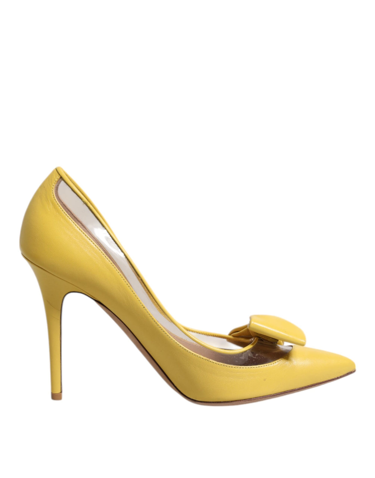 Valentino Gelbe Lackleder PVC Schleife Absätze Pumps Schuhe
