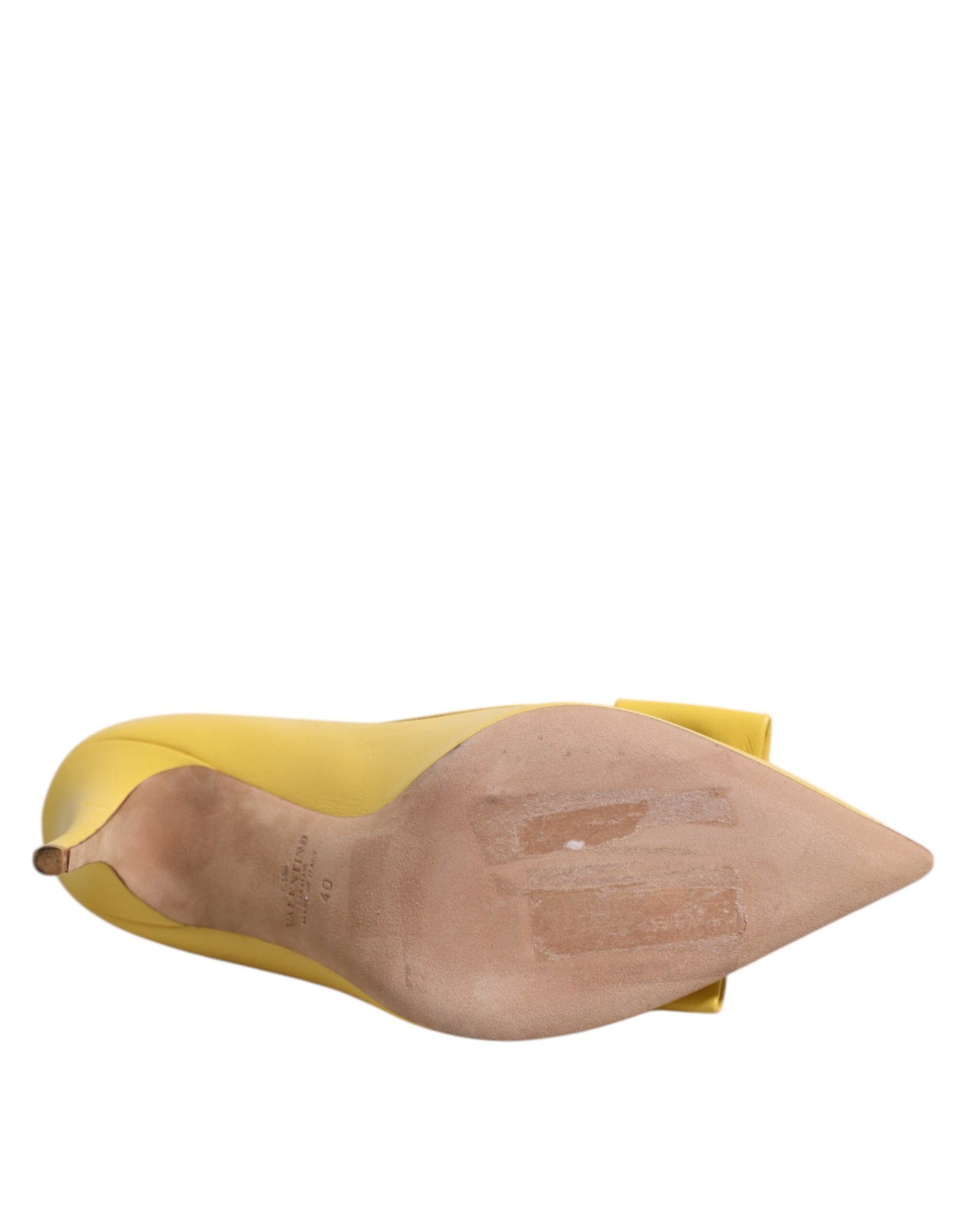 Valentino Gelbe Lackleder PVC Schleife Absätze Pumps Schuhe