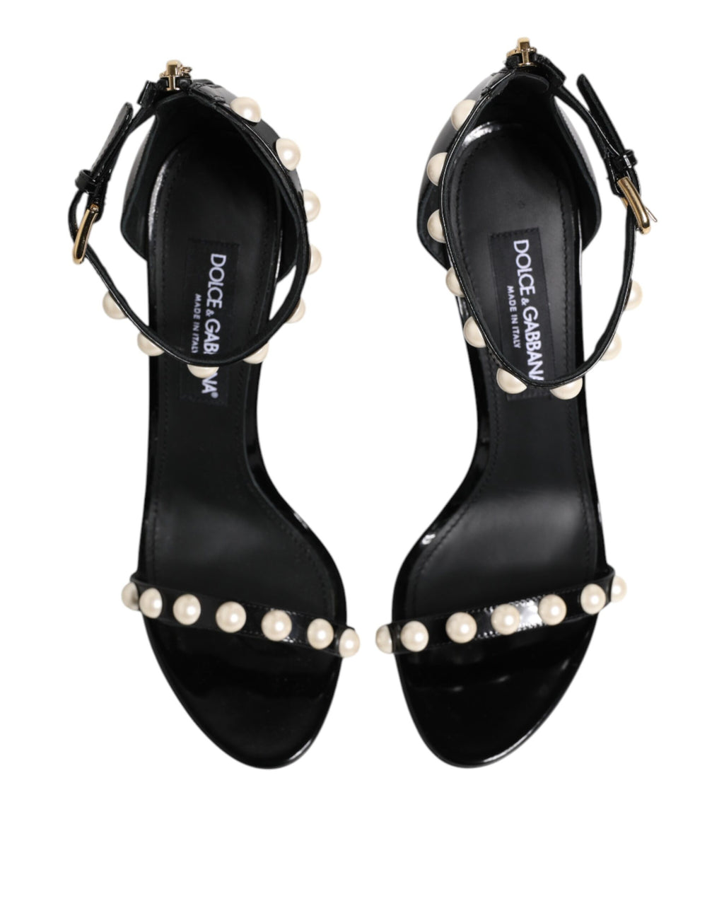 Dolce & Gabbana Schwarz KEIRA Perlenverzierte Sandalen Schuhe
