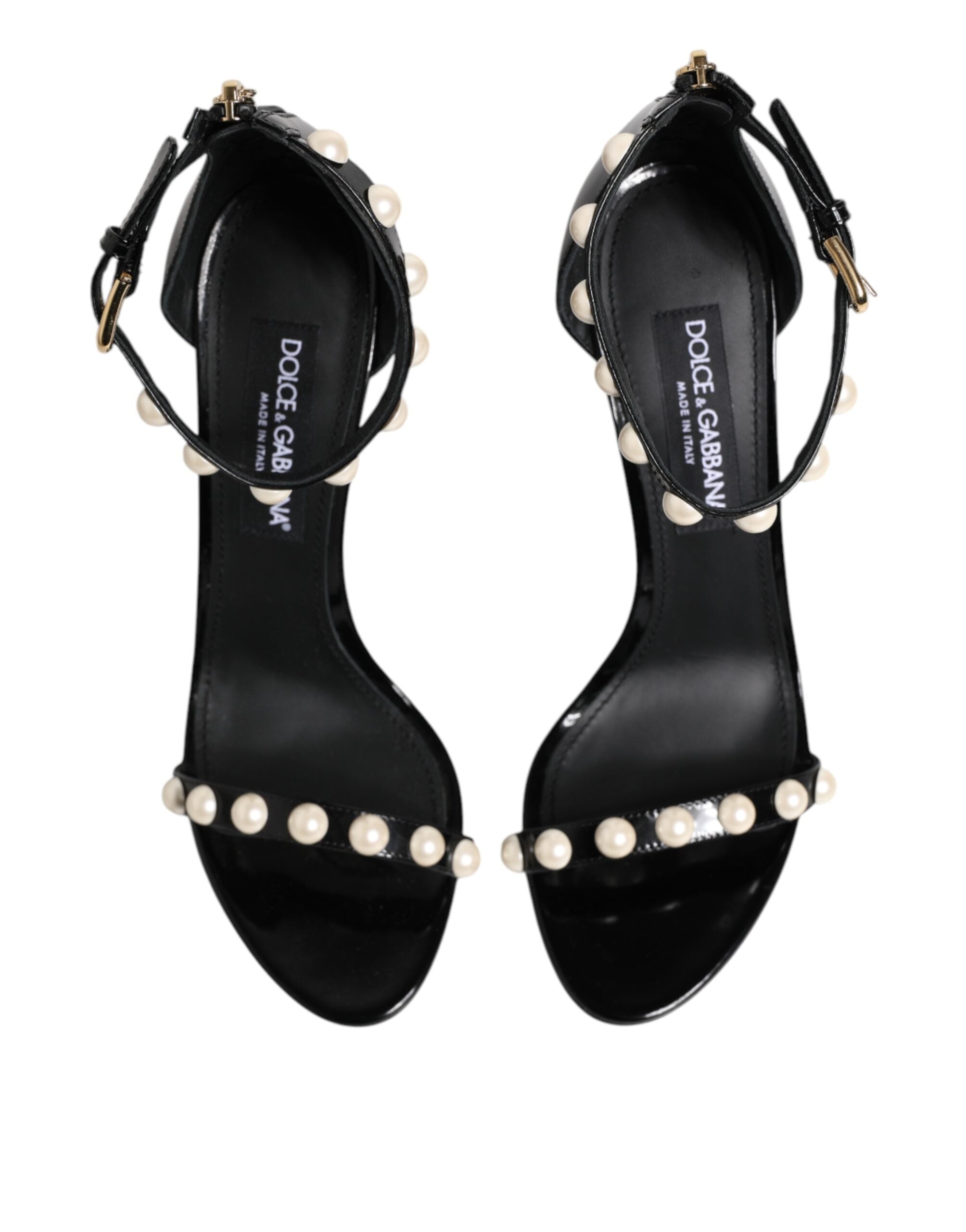 Dolce & Gabbana Schwarz KEIRA Perlenverzierte Sandalen Schuhe