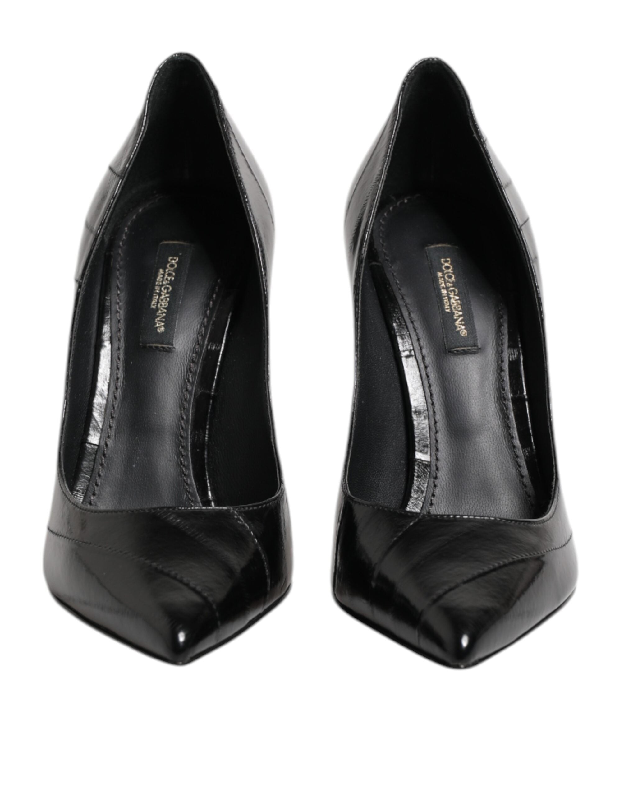 Dolce & Gabbana Schwarz Leder Stiletto High Heels Pumps Schuhe