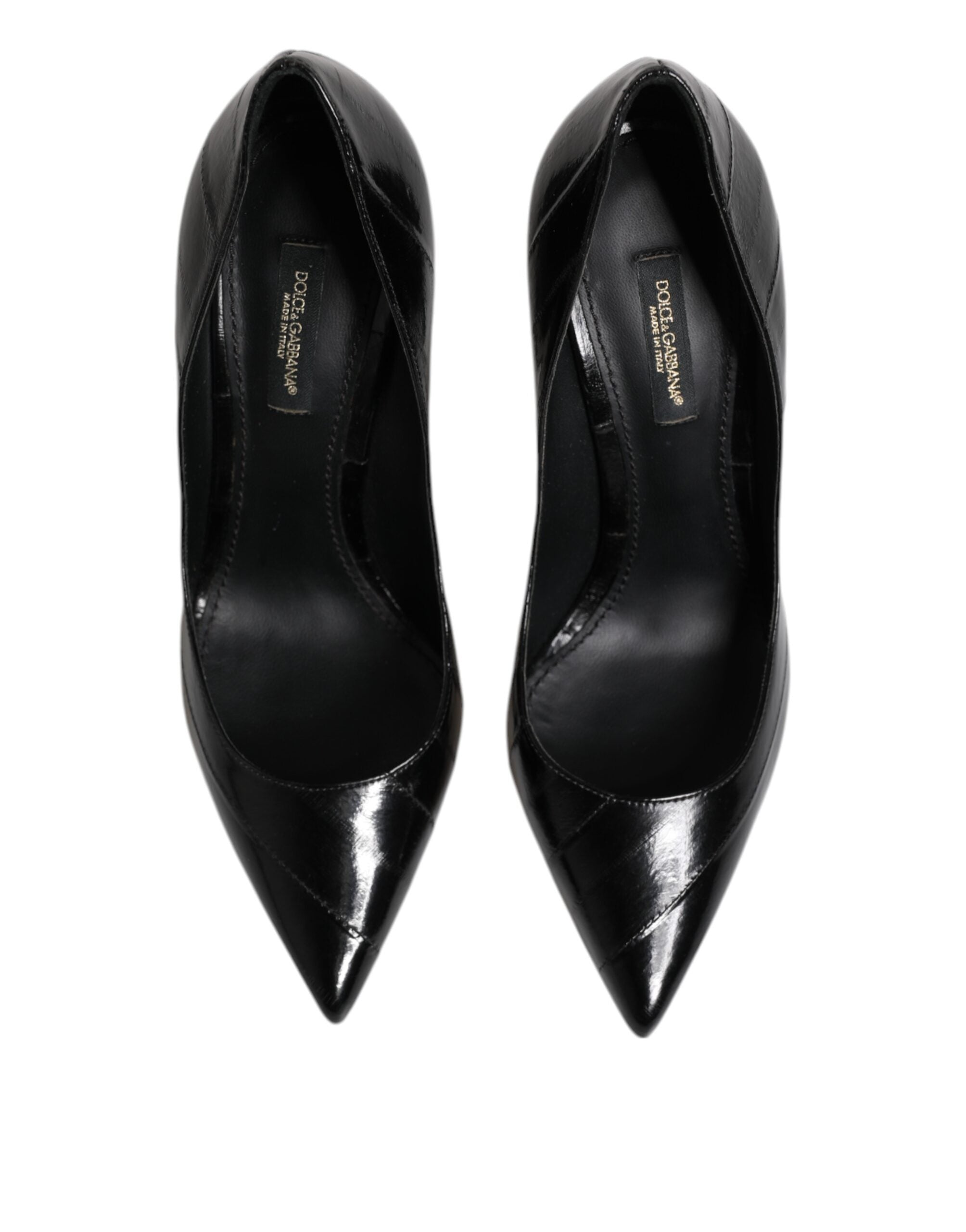 Dolce & Gabbana Schwarz Leder Stiletto High Heels Pumps Schuhe
