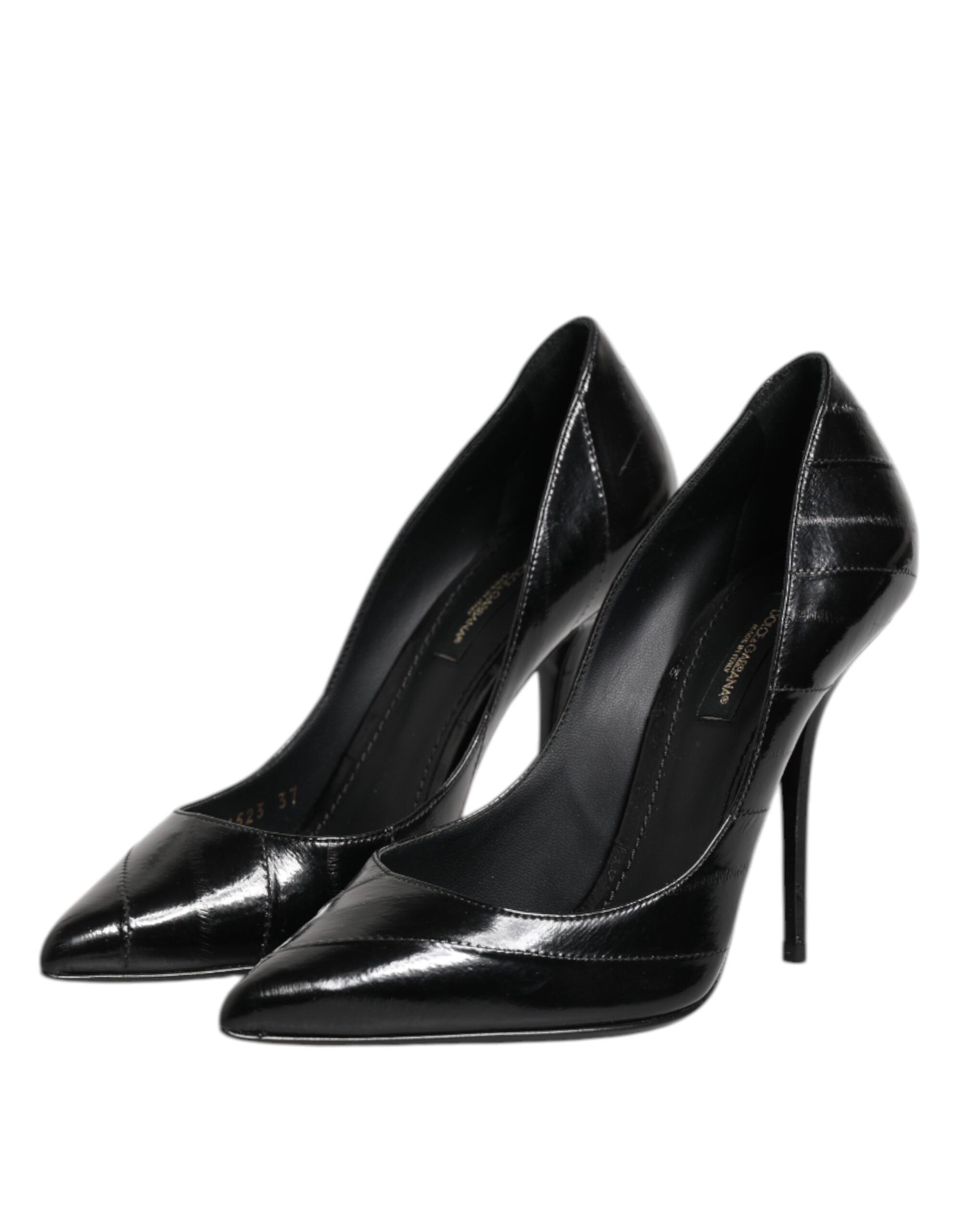 Dolce & Gabbana Schwarz Leder Stiletto High Heels Pumps Schuhe