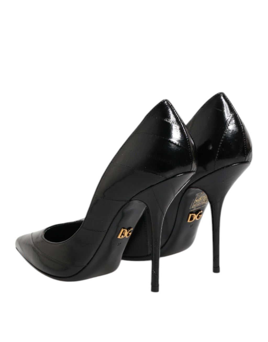 Dolce & Gabbana Schwarz Leder Stiletto High Heels Pumps Schuhe