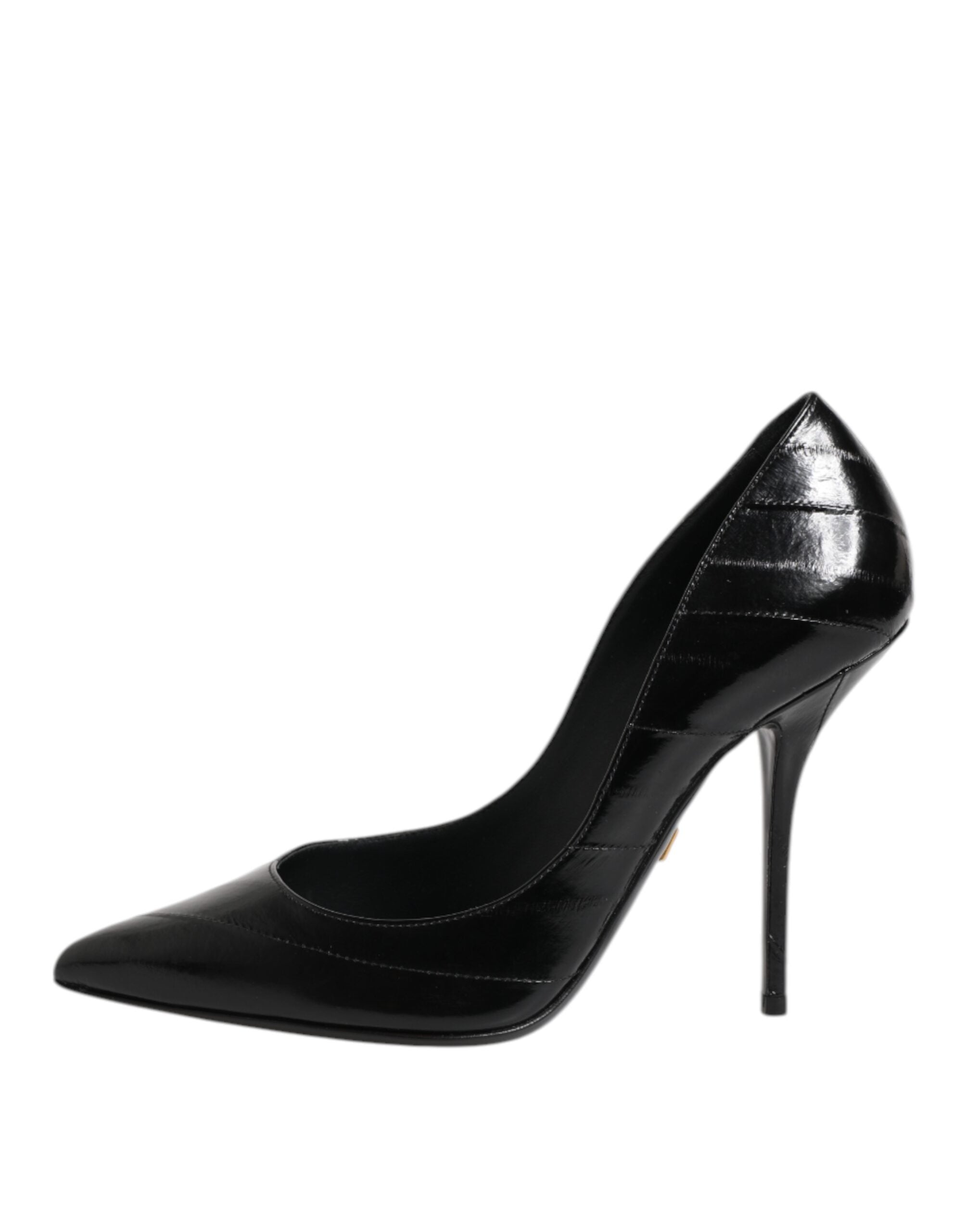 Dolce & Gabbana Schwarz Leder Stiletto High Heels Pumps Schuhe