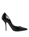 Dolce & Gabbana Black Leather Stiletto High Heels Pumps Shoes