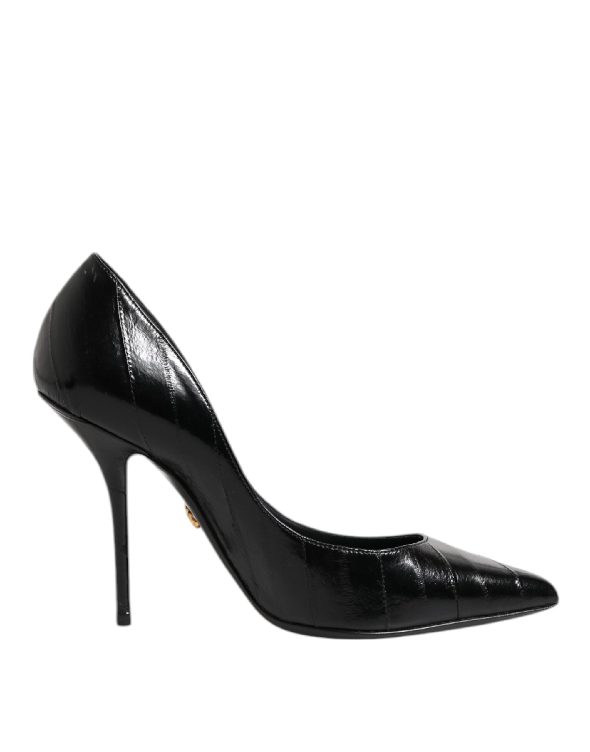 Dolce & Gabbana Schwarz Leder Stiletto High Heels Pumps Schuhe