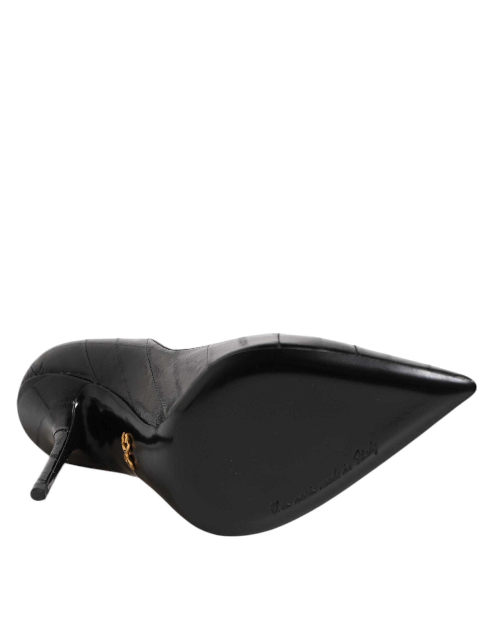 Dolce & Gabbana Schwarz Leder Stiletto High Heels Pumps Schuhe