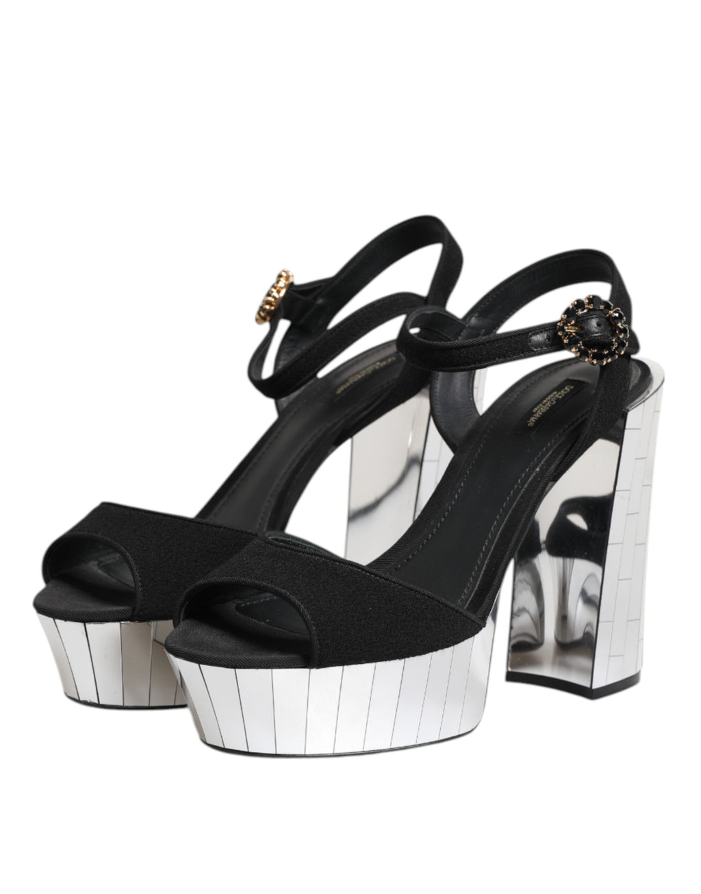 Dolce & Gabbana Schwarze Kristall-Knöchelriemen Keira Sandale Schuhe