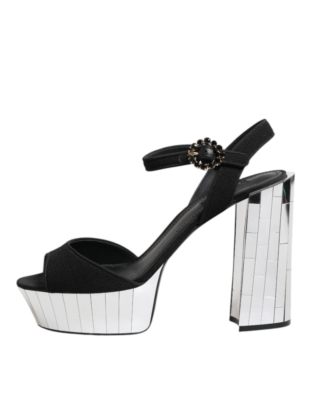 Dolce & Gabbana Schwarze Kristall-Knöchelriemen Keira Sandale Schuhe
