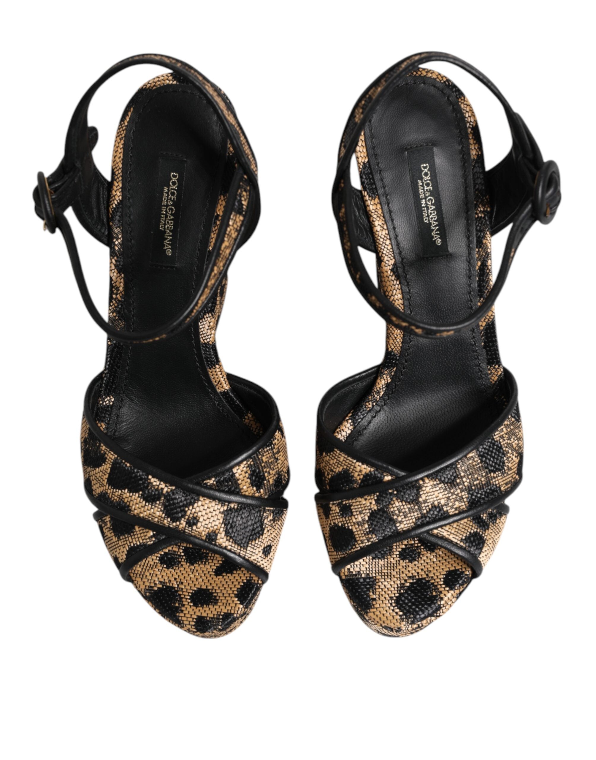 Dolce & Gabbana Braun Leopard Wedges Riemchensandalen Schuhe