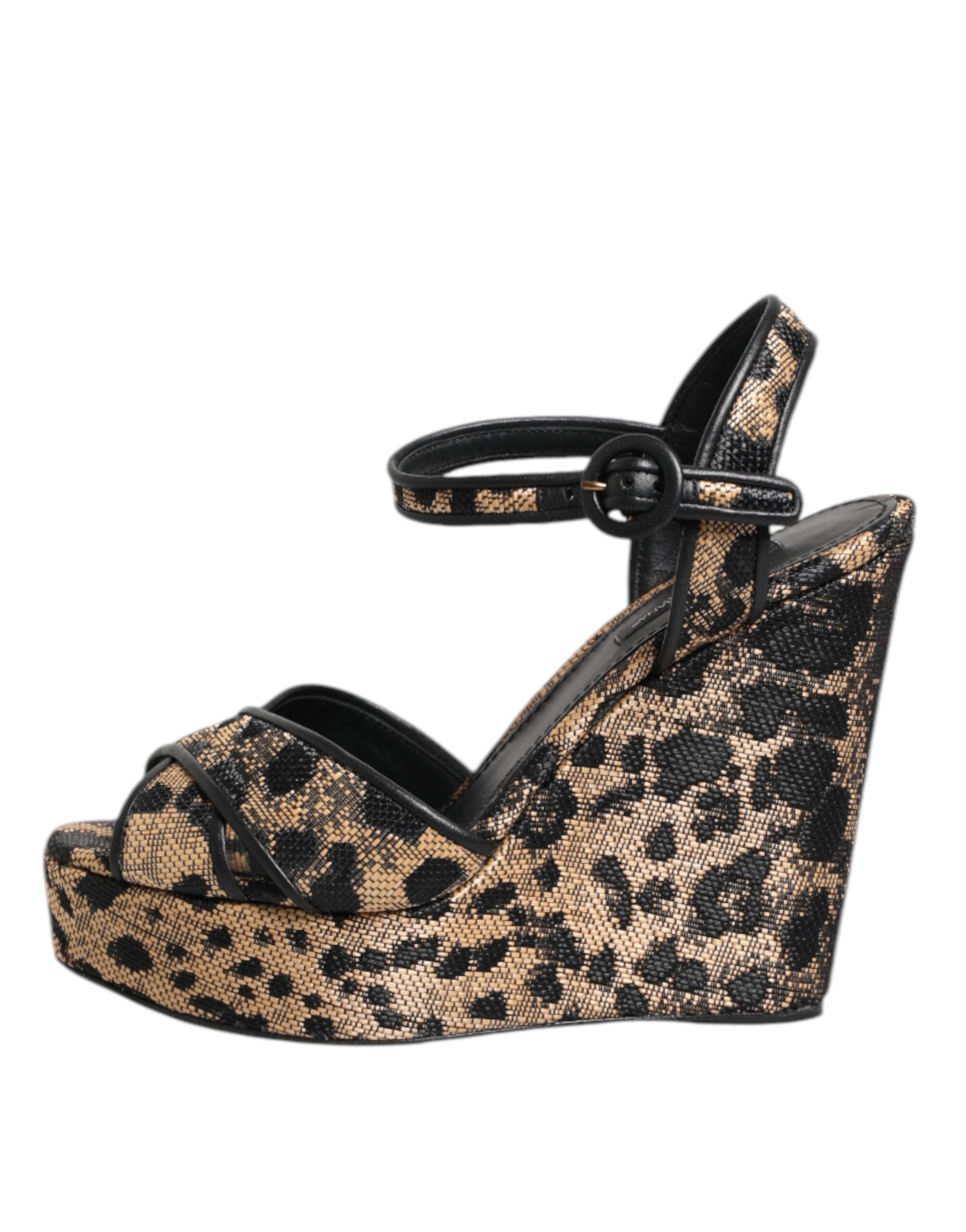 Dolce & Gabbana Braun Leopard Wedges Riemchensandalen Schuhe