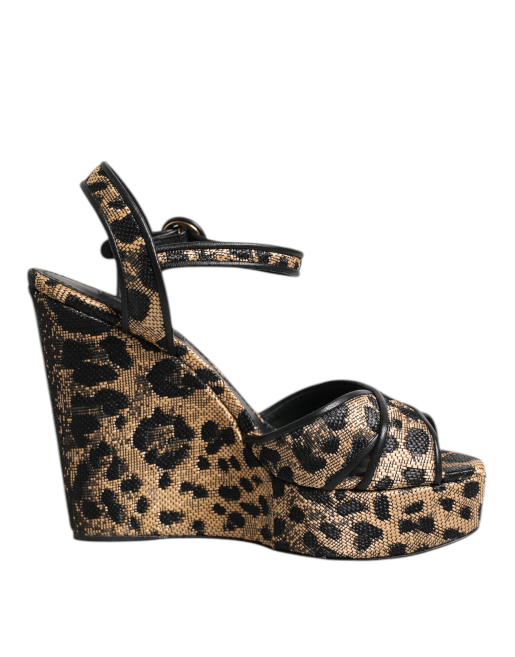 Dolce & Gabbana Braun Leopard Wedges Riemchensandalen Schuhe